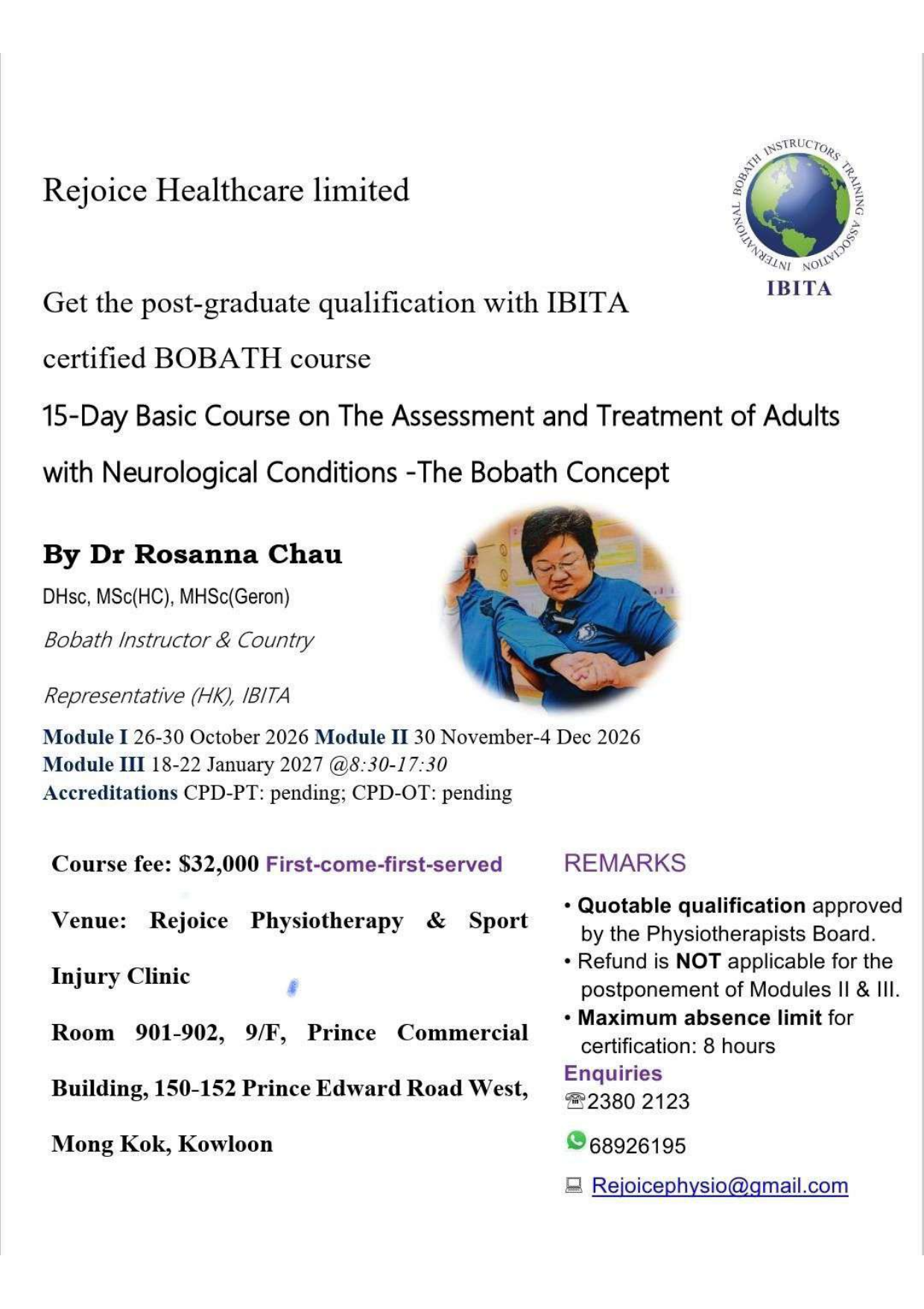 15-Day Basic Course on the Assessment and Treatment of Adults with Neurological Conditions – The Bobath Concept