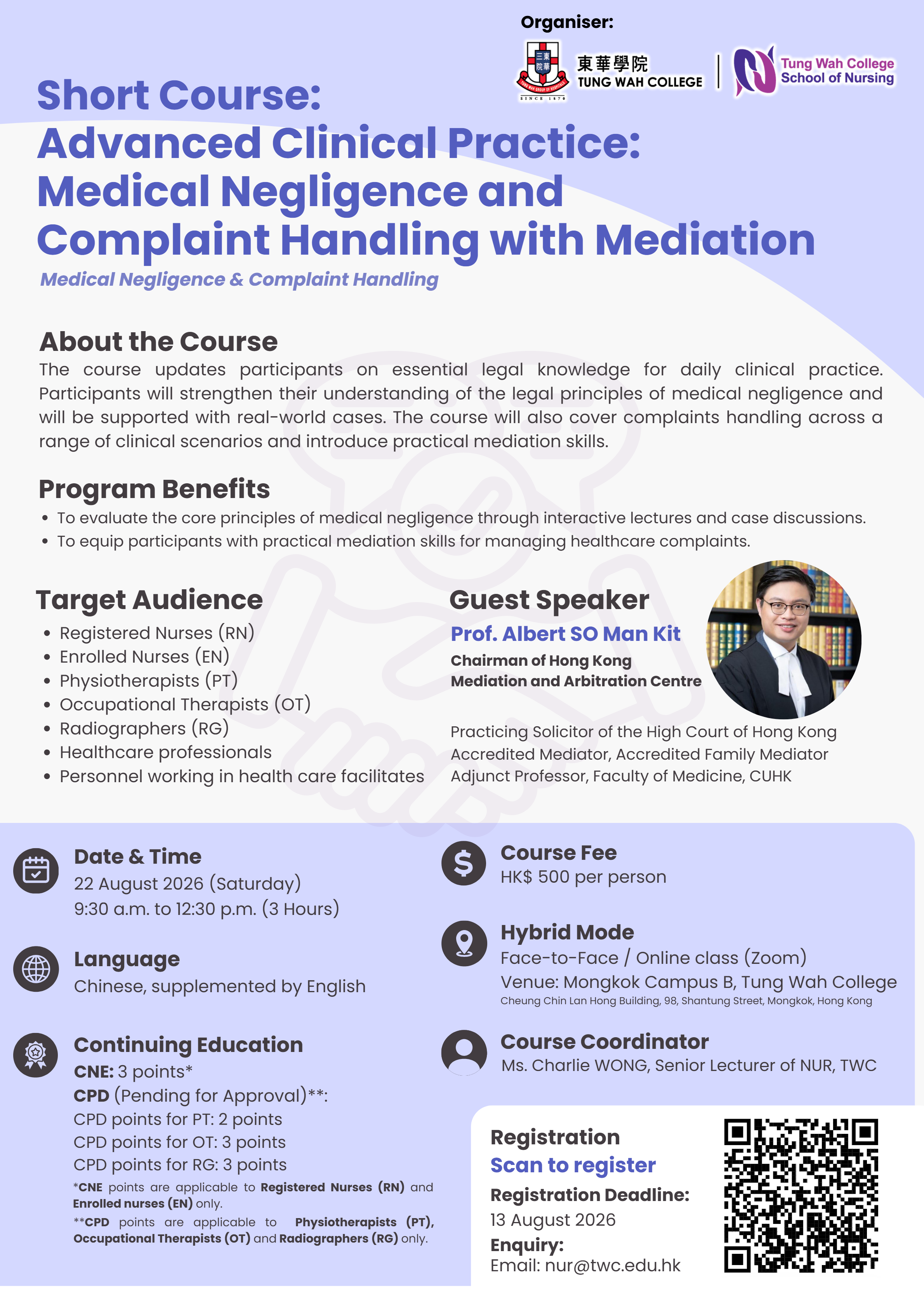 Advanced Clinical Practice: Medical Negligence and Complaint Handling with Mediation